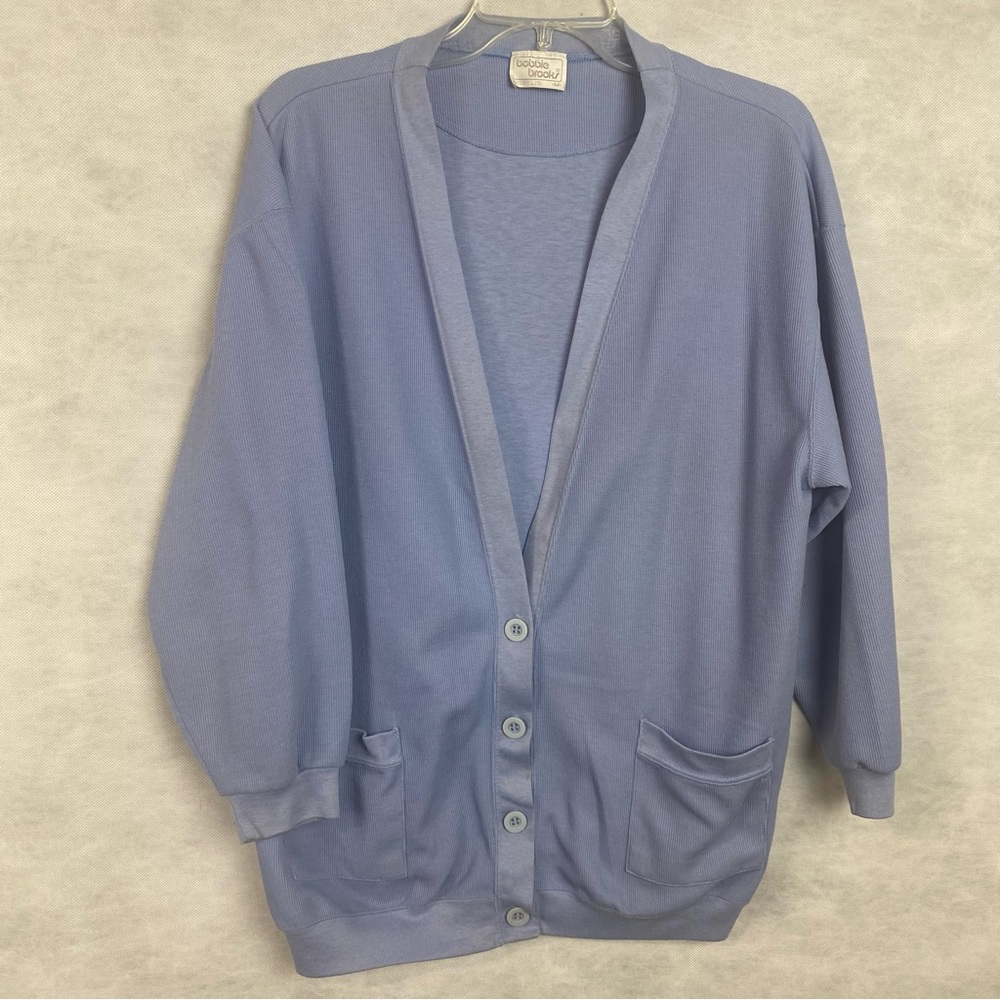 Vintage Bobbie Brooks Cardigan Women Medium Lavender V Neck Sweater Cottagecore
